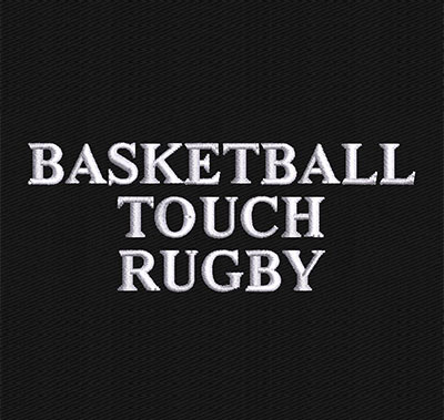 Basketball Touch Rugby Custom Text Embroidery Design